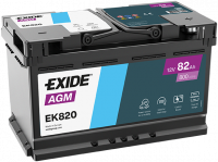 EXIDE Agm EK820 / 12V, 82Ah, 800A / 315x175x190 - +