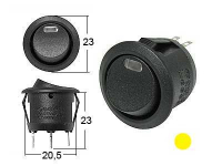Keinukytkin Pyöreä / 0-1 / Led / Keltainen
