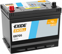EXIDE Excell EB705 / 12V, 70Ah, 540A / 270x173x222 + -