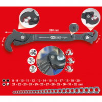 KS TOOLS Yhden käden monitoimiavain, 8-17/14-32mm