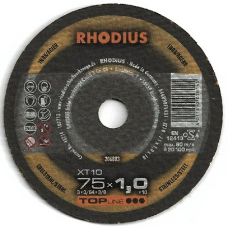 RHODIUS  Katkaisulaikka   XT10 TOP  75 x 1,0 x 10mm