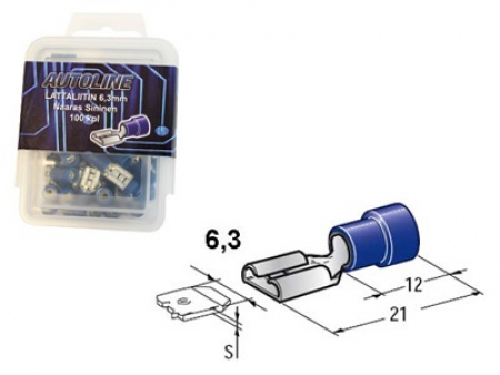 Autoline LAATTALIITIN 6.3mm NAARAS, sininen 100kpl