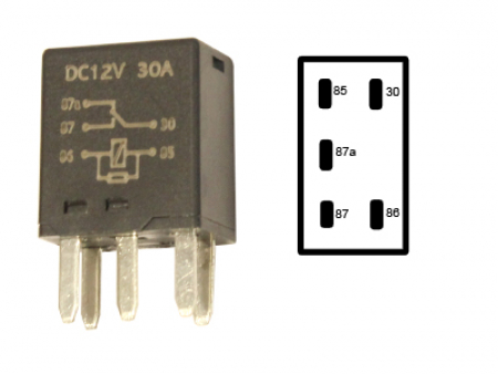 MIKRORELE 5-napainen, 12V 30A