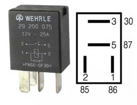 WEHRLE Mikrorele 12V 25A VASTUKSELLA