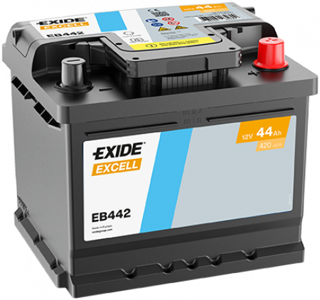 EXIDE Excell EB442 / 12V, 44Ah, 420A / 207x175x175 - +