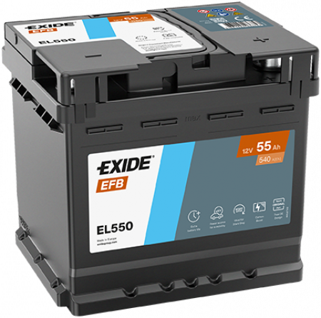 EXIDE Agm EL550 / 12V, 55Ah, 540A / 207x175x190 - +